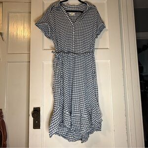 Anthropologie Finley Blue Gingham Checkered Dress